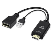 4K@60Hz Hdmi To Displayport Cable Adapter/Converter With Usb Power, Male To Fe