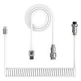 C01 Custom Coiled Usb C To A Cable With Detachable Double Sleeved Spiral Cable Extendable Spring Line Metal Aviator For Playstation Xbox Keyboard Mouse Usb Flash Drive Printer(White)
