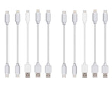 10-inch Short Mixed USB & USB-C Cables for Multiple Devices (10-Pack), Compatible/w Charging Station, iPhone17,16,15,14,13,12,11,X/iPad/
