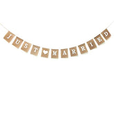 Just Married Bunting Banner Vintage Burlap Banner For Wedding, Bridal Shower, Bachelorette Party, Photo Props,Etc"