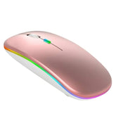 Wireless Slim Bluetooth Mouse, 2.4Ghz Rechargeable Silent Bluetooth Wireless Mouse With Type C Adapter For Pc Notebook Laptop Macbook Computer Ipad Os 13 And Above (Rose Gold)