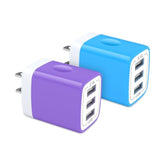 Usb Charger Plug, 2Pack 3.1A 3-Multi Port Usb Wall Charge Brick Adapter Charging Block Cube Box For Iphone 17/16E/16/15/14/13 Pro Max/12/Xs/X Ipad Samsung Galaxy A17 A16 A56 A15 5G S25 S24 S23