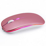 Wireless Bluetooth Mouse Rechargeable Long Lasting Dual Mode - Bt 5.2 & 2.4G Silent Rgb Led Mice, Slim Portable Ergonomic Mouse For Laptop/Pc/Tablet/Macbook/Ipad/Apple Devices(Rose Gold)