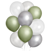Metallic Sage Green Balloons - 24 Pk, 12" | Silver Birthday Decorations, Chrome Bachelorette Party Decor, Bday Supplies, Graduation Accessory