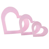 3 Pcs Pink Wooden Heart Centerpiece Pink Heart Shape Sign For Valentin