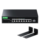 8 Port Poe+ Switch @135W, 8 X 2.5Gbase-T & 1 X 10Gb Sfp+, 2.5Gb Switch Managed For Home Lab, Vlan/Link Aggregation/Qos/Dhcp Client,Metal Housing,Fanless,With Rack Mounting Ears