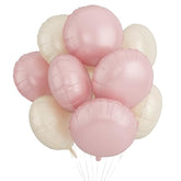 20Pcs 18 Inch Round Foil Balloon, Retro Pink Cream White Round Shaped Balloons, Round Aluminum Foil Helium Balloons For Boho Birthday Party Wedding Bachelorette Engagement Baby Shower Decorations