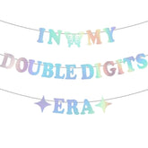 In My Double Digits Era Banner- Iridescent, Happy 10Th Birthday Banner, Glitter Popular Double Digits Banne For Girl Boy 10Th Birthday Party Decorations Supplies