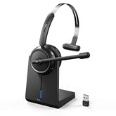 Wireless Headset 5.2 for Call Center, BluetoothHeadphones with Mic for Work(Noise Cancelling), 65 HoursWoktime & Mute Button,Wireless Headset for