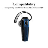 Bluetooth Earpiece, M26 Bluetooth Headset Handsfree V5.0 Wireless Earpiece Headphone With Noise Reduction And Microphone Compatible For Android Iphone Cell Phone Laptop - Blue