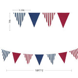 36Ft Red Blue Striped Party Decorations Red Blue White Patriotic Burlap Banner Triangle Pennant Flag Linen Garland Streamers for Nautical Birthday Graduation 4th of July National Party Decorations