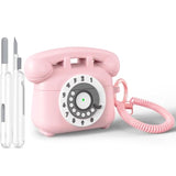 Airpods Pro 2 Case With Cleaner Kit, Retro Phone Design For Airpod Pro 2Th Generation Case Cover, Soft Silicone Shockproof Protective Case For Air Pods 2 Cases Cute (Pink)