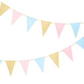 15 Pcs Glitter Pink Blue Paper Banner Gender Reveal Party Decorations