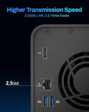 F2-425 2-Bay Nas Storage - Intel X86 Quad-Core Cpu, 4Gb Ram, 2.5Gbe Lan, Network Attached Storage Multimedia Server For Home Users (Diskless)
