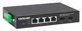 Intellinet 4-Port Industrial Gigabit Ethernet Switch With 2 Sfp Ports-Ip40 Rated Metal Housing, Din-Rail Mount, Terminal Block Poweredfor Computer Desktop Internet Networking-3 Yr Mfg -508247