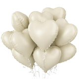 10PCS Cream White Heart Balloons 18 Inch Foil for Valentine Wedding Birthday Decorations