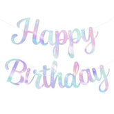 Iridescent Happy Birthday Banner - Pre-Strung Holographic Birthday Sign Garland 10 Feet, No Diy, Happy Birthday Letters For Shiny Retro 70S Disco Women Men Birthday Party Decorations