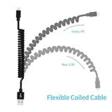 MFi Certified Fast Car Charger for iPhone, 3.1A Dual USB with Coiled Cable