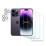 3 Pack Screen Protector for iPhone 14 Pro+2 Pack Camera Lens Protector, Tempered Glass Film, Ultra HD 9H Hardness Case Friendly Anti Scratch Bubble