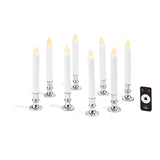 Christmas Window Candles With Silver Holders - 8 Pack, Suction Cups, Remote & Batteries Included, Flickering Led Lights, 4/8 Hour Timer, Flameless Christmas Candles For Holiday Window Décor