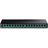 16-Port Gigabit Poe+ Switch, 16 X Gigabit Poe+ Ports, Up To 30W Per Port, 1U 19 Rackmount Brackets Included, Fanless, Protection, Black, Tpe-Tg161H
