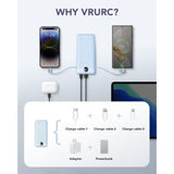 10000mAh Portable Charger with USB-C & AC Plug, Compact Travel Power Bank Blue