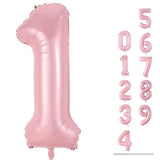 Pastel Pink 1 Balloons, 40 Inch Giant Light Pink Helium Foil Number 0-9 For Girls, Self Inflating 1St Birthday Balloon For Women Anniversary Baby Shower Princess Party Decorations Supplies