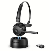 Bluetooth Headset, Wireless Headphone With Ai Noise-Canceling Microphone On Ear Wireless Headset With Usb Dongle For Computer Office