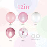 60Pcs Pink & White Balloons Metallic Pearl & Confetti for Wedding & Baby Shower Decor
