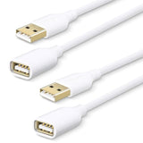 2 Pack 10Ft+10Ft Usb Extension Cable - Bright White Usb Extender Cord Usb 2.0 Data Transfer Male To Female Extension Cord With Usb Ports For Flash Drive/Hard Drive/Mouse/Printer/Webcam