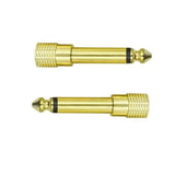 1/4 Mono To 1/8 Mono Adapter, 6.35Mm Ts Male Plug To 3.5Mm Female (Mono To Mono) Audio Adaptor Audio Connector Golden - (4 Pcs)