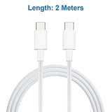 Usb - C To Usb - C Charger Cable 2 Meter / 6Ft White - For Fast Charging And D