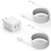 Fast Charger For Apple Watch Charger,Iphone Dual Port Wall Charging Block With 6.6Ft Magnetic Wireless Cable For Iwatch Charger,Usb C To Lightning Cable For Iwatch Series 10/9/8/7/6/Se2/5/Iphone 14/13