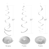 28PCS Silver Hanging Swirl Ceiling Decorations for Birthday & Party Events