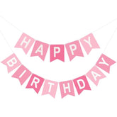 Pink Happy Birthday Banner Pre-Strung Hanging Sign for Women, Men, Girls, or Boys