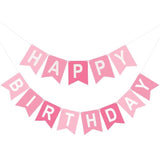 Pink Happy Birthday Banner Pre-Strung Hanging Sign for Women, Men, Girls, or Boys