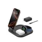 Belkin 3-in-1 MagSafe-Compatible iPhone Charger 15W, Foldable Magnetic Qi2-Certified Wireless Charging Station for iPhone 16, Apple Watch Series 10, AirPods 4, and More, w/Non-Slip Base & PSU - Black