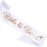 'Bride To Be' Bachelorette Party Sash - Bridal Shower White Satin Sash With Rose Gold Foil Lettering - Hen Party Decorations Supplies Accessories, Wedding Engagement Party Favors Gift