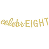 8Th Birthday Banner, Gold Celebreight Banner, 8Th Birthday Party Decorations For Boys And Girls Eight Bday Party Supplies