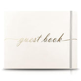 Elegant Wedding Guest Book - Perfect For Wedding Receptions, Baby Showers, Birthdays And Special Events - 7" X 9" Sign In Book - 120 Lined Pages - Leather Hardcover - White