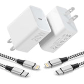 Iphone Charger Fast Charging,?Apple Mfi Certified? 20W Type C Fast Charger Block With 6Ft Usb C To Lightning Cable For Iphone 14/13/13 Pro/12/12 Pro/12 Pro Max/11/Xs Max/Xr/X,Ipad (Silver, 2P)