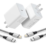 Iphone Charger Fast Charging,?Apple Mfi Certified? 20W Type C Fast Charger Block With 6Ft Usb C To Lightning Cable For Iphone 14/13/13 Pro/12/12 Pro/12 Pro Max/11/Xs Max/Xr/X,Ipad (Silver, 2P)