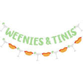 Green "Weenies & Tinis" Banner Martini/Hot Dog Bar Bachelorette Party Decorations