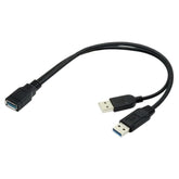 Usb 3.0 Splitter Y Cable Usb 1 Female To 2 Male Extra Power Data Extension Cable For 2.5" Mobile Hard Disk