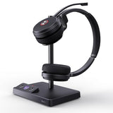 WH62 Dual Teams DECT Wireless Headset 525 ft Range, Work Headphones with 2X Noise Canceling Mic for IP Phone and Computer, Office Head Set with Call