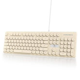 Wired Retro Computer Keyboard, Quiet Typewriter Keyboard, Khaqi Cute Keyboards Light Up With Round Keycaps, Led Backlit,104-Key For Pc, Laptop(Khaqi)