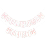 Welcome Baby Party Decorations - Pink Bow Banner for Girls' Gender Reveal & Baby Shower