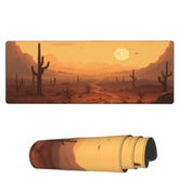 Laptop Mouse Pad Desert Sunset Cactus Desk Mat With Stitched Edges 31.5X 11.8 Inch Non-Slip Large Keyboard Rubber Writing Table Mat For Office Home