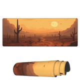 Laptop Mouse Pad Desert Sunset Cactus Desk Mat With Stitched Edges 31.5X 11.8 Inch Non-Slip Large Keyboard Rubber Writing Table Mat For Office Home