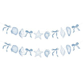 2Pcs Blue Bow Starfish And Shell Banner, Beach Bachelorette Party Decorations Seashell Party Decor, Exquisite & Beautiful Hanging Garland Decorations For Summer Birthdays Weddings